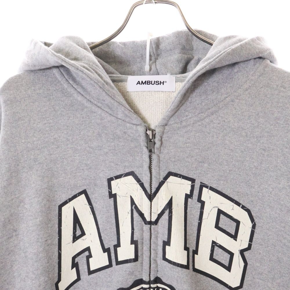 AMBUSH - AMBUSH アンブッシュ パーカー S グレー 【古着】【中古】 AMBUSH (アンブッシュ) カレッジロゴ ジップアップフーディ