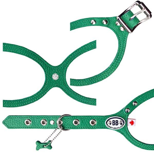 バディーベルト ハーネス 2.5号 Emerald エメラルド スワロ胸1個のみ ベルトスワロ無し スワロフスキークリスタル1個付 小型犬 ペット レザー 本革 BUDDYBELT バディベルト 犬用 胴輪 リングハーネス メガネハーネス ボディベルト バデ
