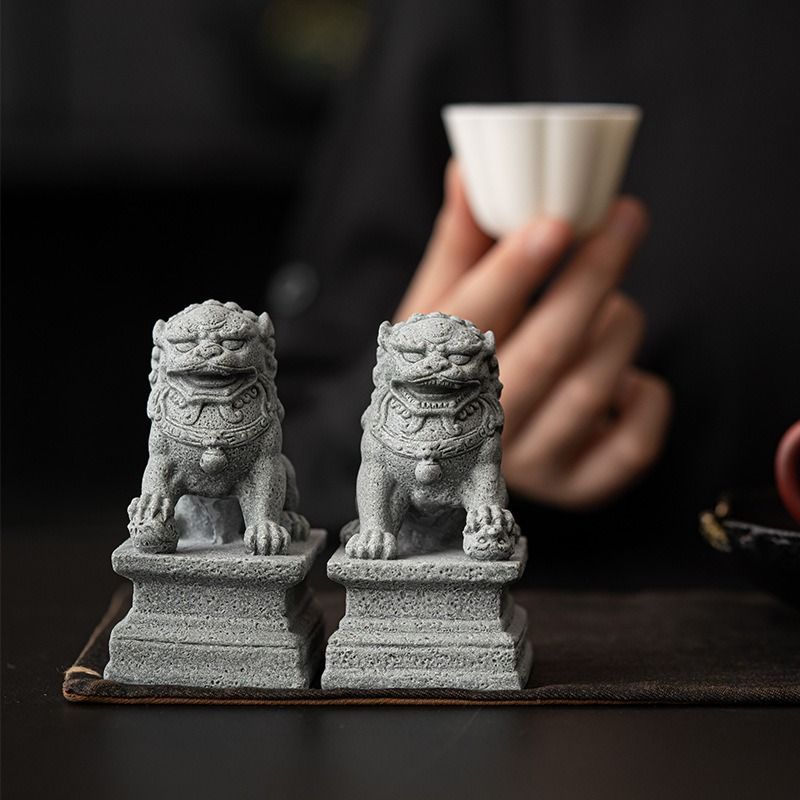 獅子 狛犬 置物 シーサー オブジェ 優雅 伝統的 運 金運 健康運 神棚