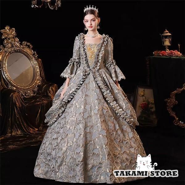 レトロ　中世風　プリンセス　豪華な　ビーズ　パール　カラードレス　結婚式　舞台 レトロ 中世風 プリンセス 豪華な ビーズ パール カラードレス 結婚式