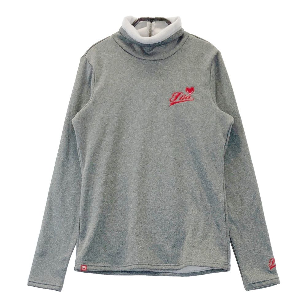 【セール，人気】 サイズ：M FILA GOLF フィラゴルフ  ハイネック 裏起毛 長袖Tシャツ  グレー系 [240101495905] ゴルフウェア レディース ストスト シャツ