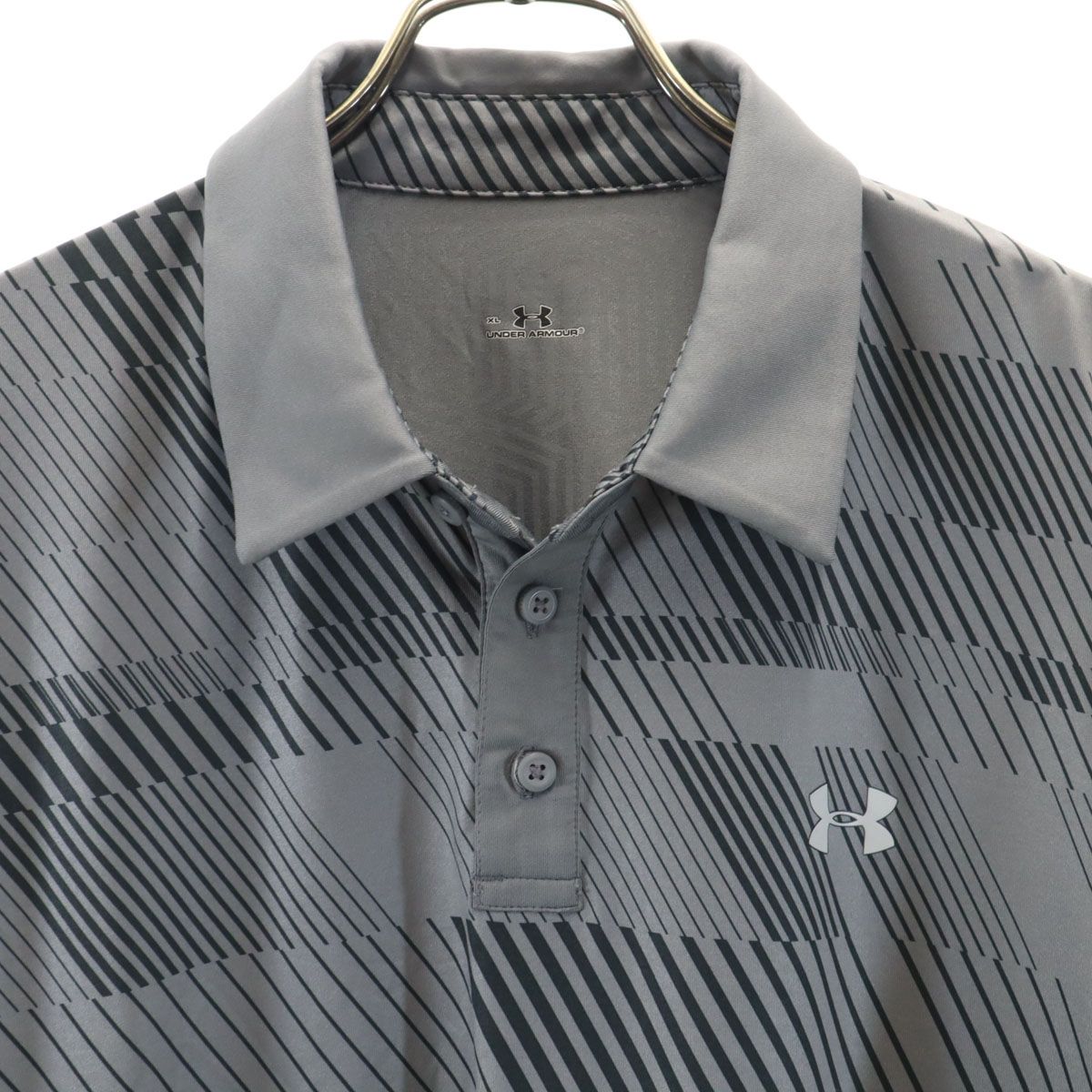 UNDER ARMOUR アンダーアーマー 総柄 半袖 ポロシャツ XL グレー