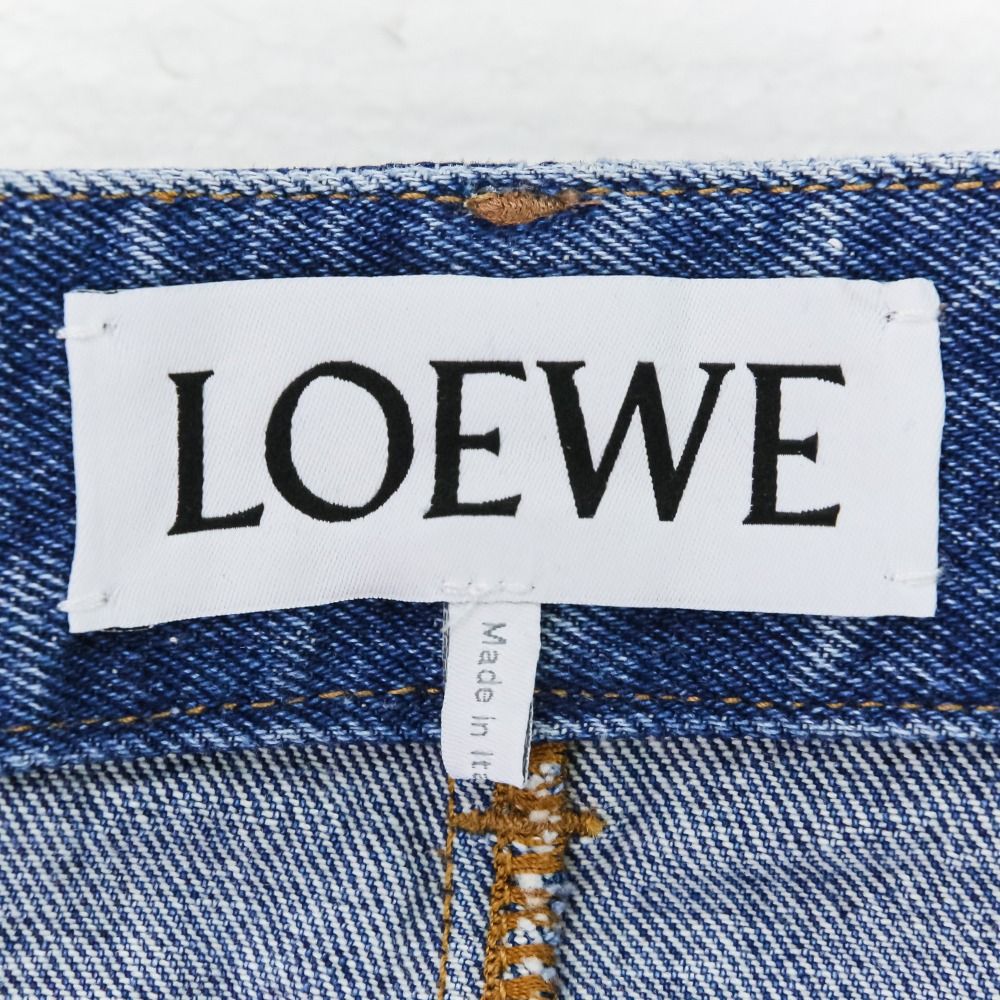 美品 25SS LOEWE ロエベ アナグラム ニー刺繍 デニムパンツ バギー