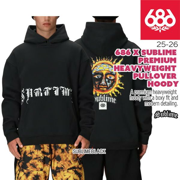 25-26 シックスエイトシックス サブライム ヘビーウエイトプルオーバー 686 SIXEIGHTSIX SUBLIME PREMIUM HEAVYWEIGHT PULLOVER HOODY