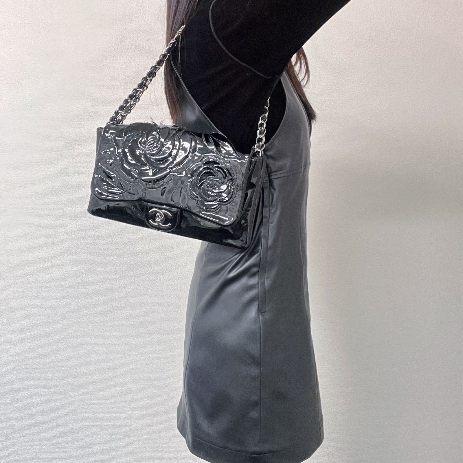 CHANEL シャネル カメリア ココマーク パテントレザー チェーン  