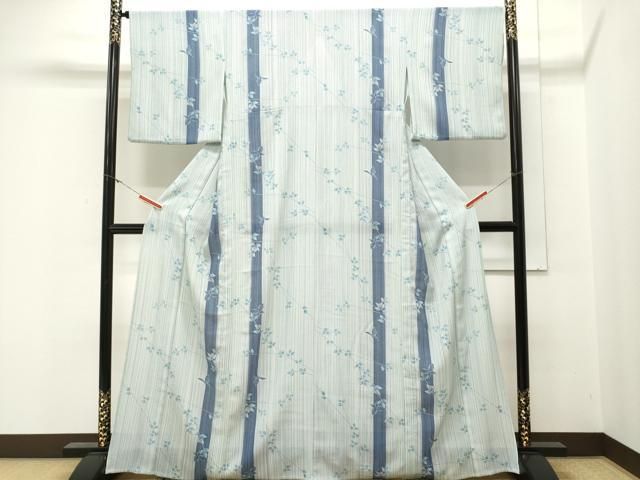 平和屋着物＊夏物 小紋 紗 木の実 枝葉舞蝶文 洗える着物 CAAT1928ev