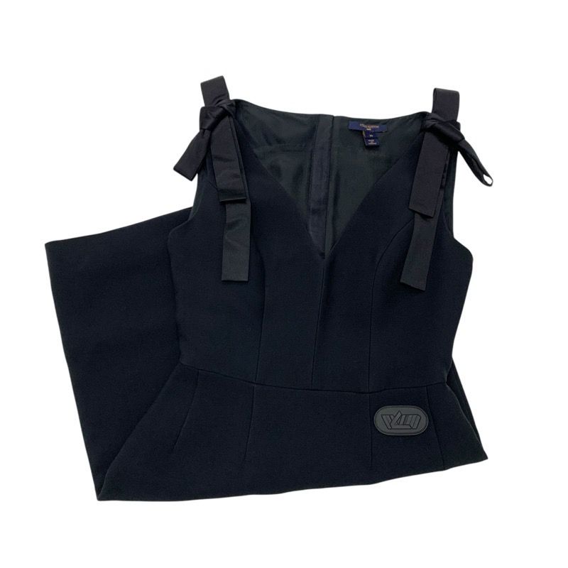 ヴィトン ワンピース ドレス モノグラム ノースリーブ リボン ブラック ヴィトン ワンピース ドレス モノグラム ノースリーブ リボン ブラック