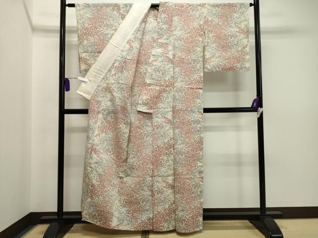 平和屋着物＊夏物 紗紬 枝花文 正絹 逸品 CAAS2388gh