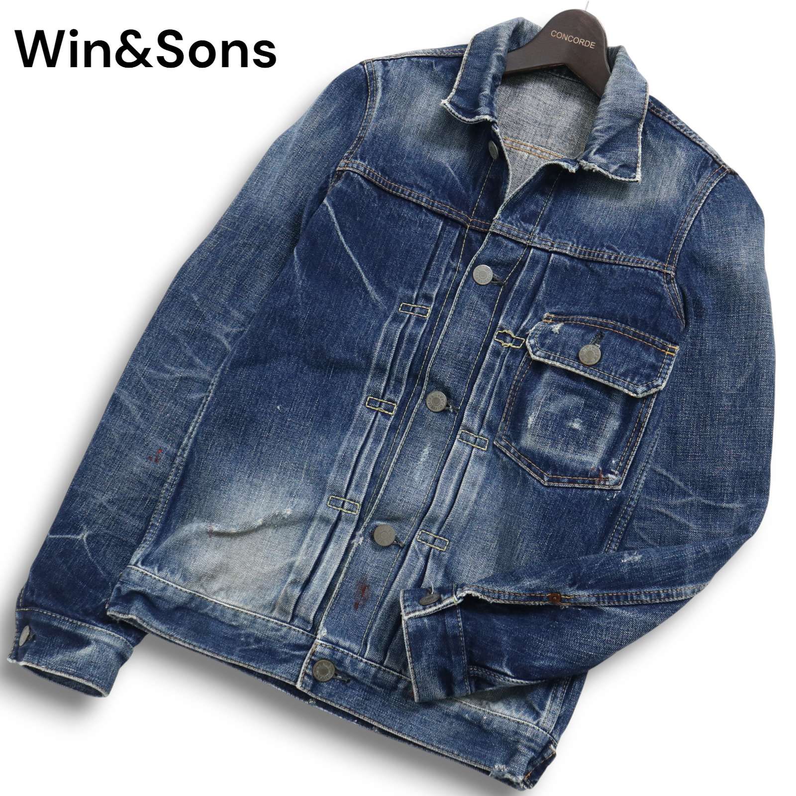 Win&Sons ウィンアンドサンズ 通年 ダメージ加工☆ デニム ジャケット 