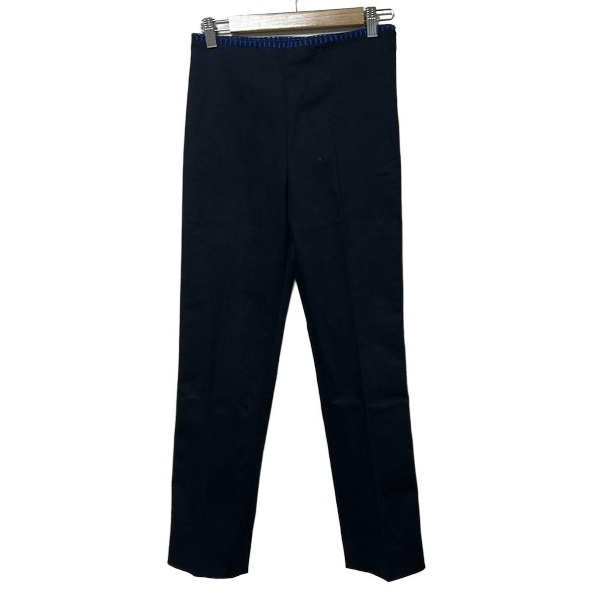 FENDI フェンディ パンツ サイズ38 S レディース - 黒×ブルー フルレングス 刺繍