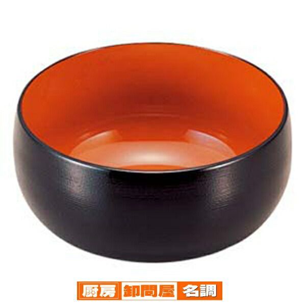 エ691-248 A 太鼓鉢 黒刷毛目内朱5寸