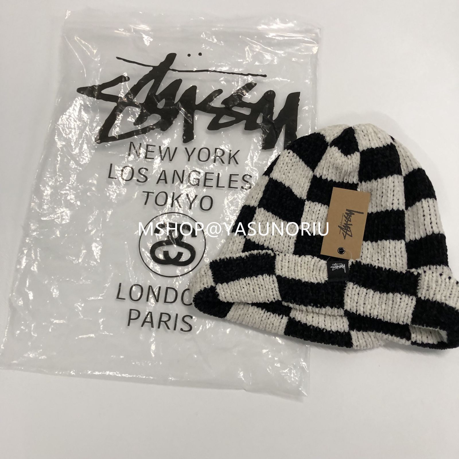 STUSSY CROCHET CHECKERED BEANIE ビーニー ニット