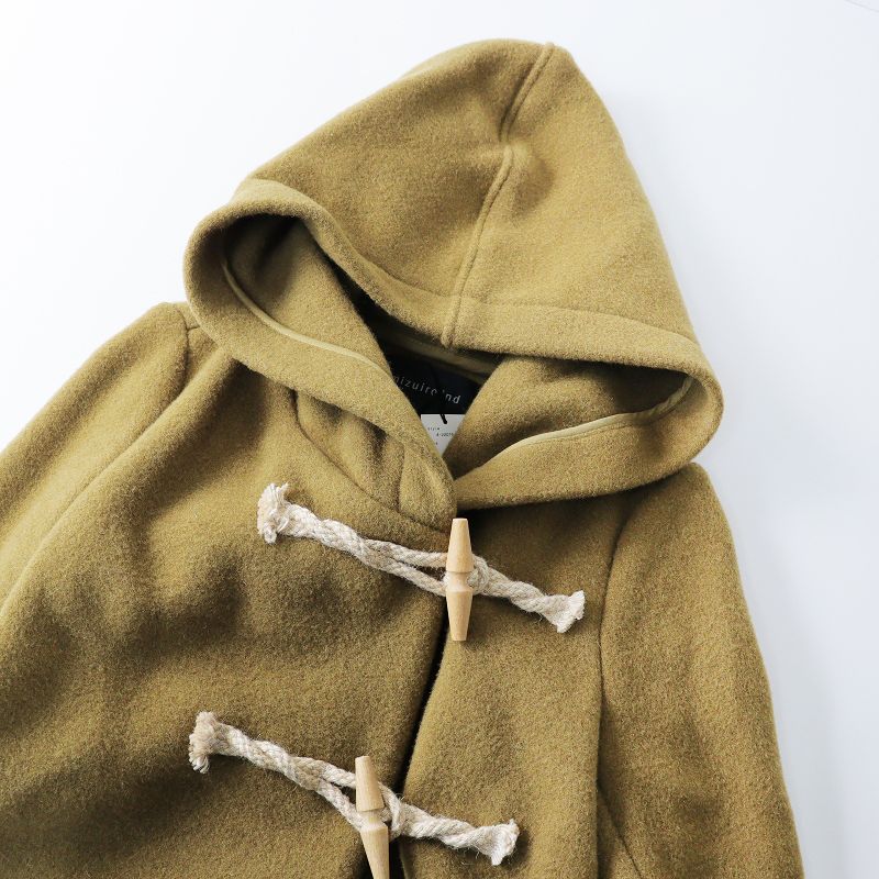 美品 ミズイロインド mizuiro ind ウール ダッフルコート F/カーキ