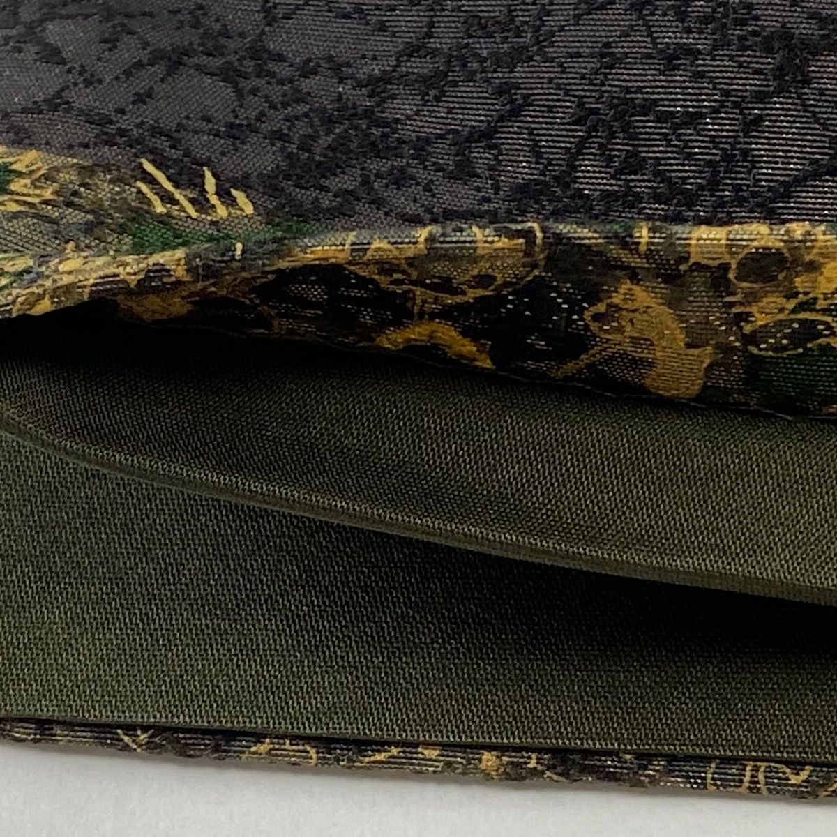 袋帯 美品 逸品 前田仁仙 落款 変わり市松 草花 金通し 金彩 濃紫 全通  