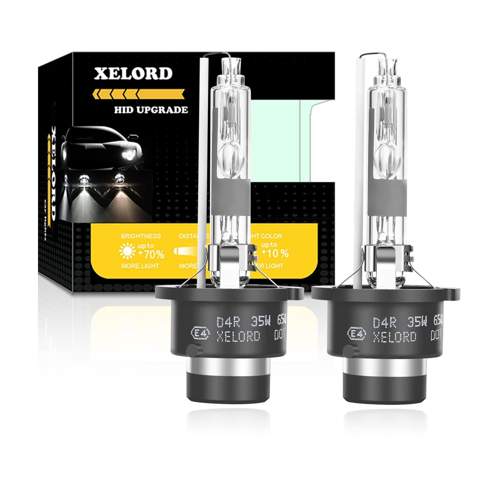 新品 ヘッドライト HID バルブD4R 車用 6500K ホワイトアップ 35W 12V XELORD 車検対応 純正交換用 HIDランプ (2個入)…