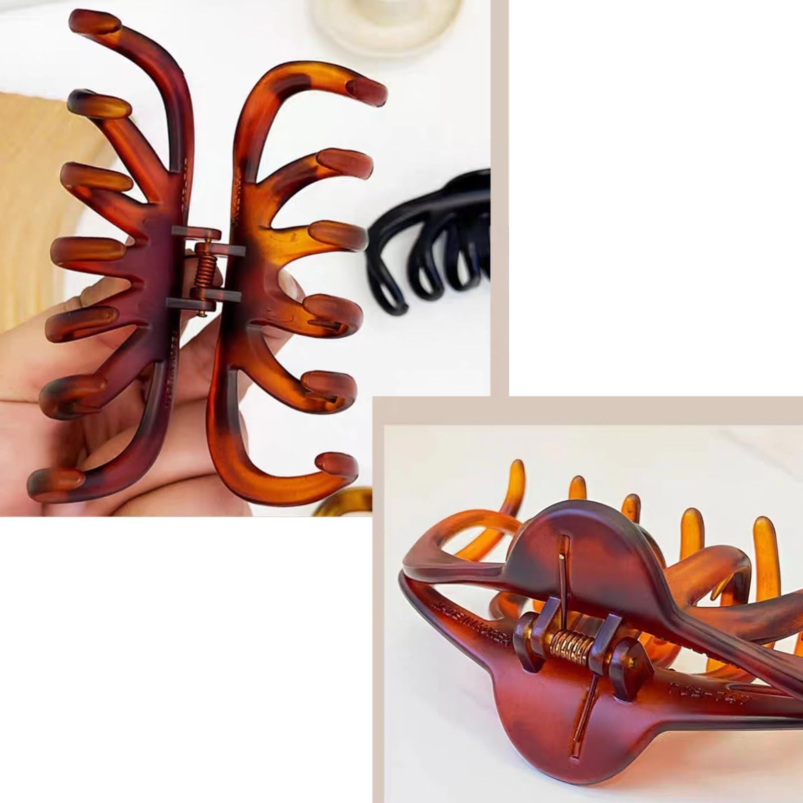  通学 通勤 日常 ブラウン 茶色 べっ甲 小物 ファッション レディース clip hair 跡がつかない シンプル 韓国風 プレゼント おしゃれ 大人 クリップ 髪 ヘアアレンジ ヘアアクセ 毛量多い しっかり バレッタ バンス クリップ クリップ 輪ゴム