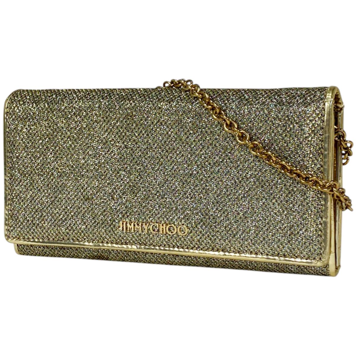 ジミーチュウ JIMMY CHOO ロゴ チェーン ウォレット 手提げ