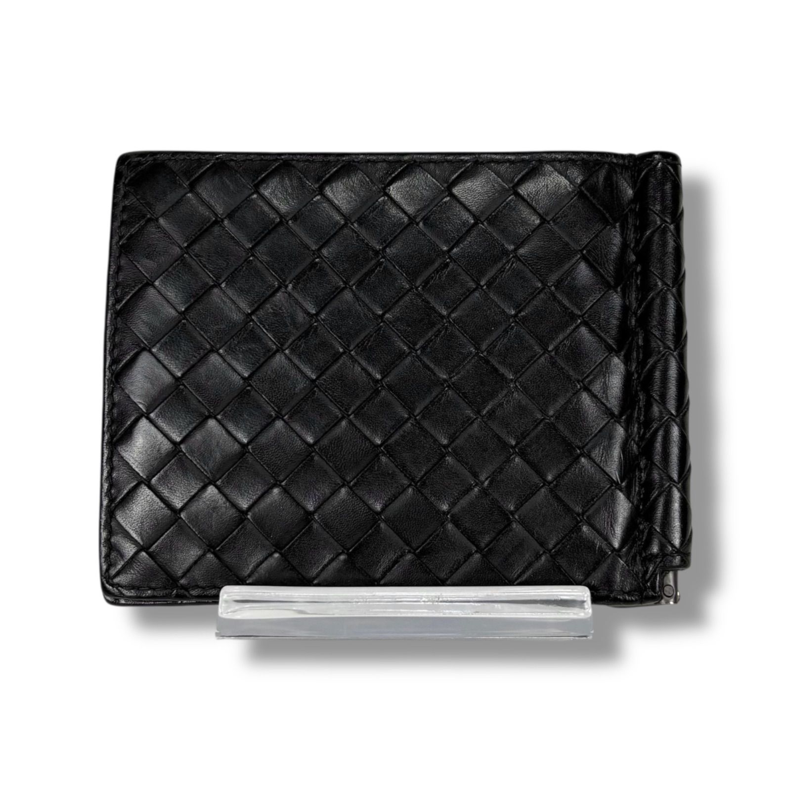 ボッテガヴェネタ　折り財布　マネークリップ　黒　イントレチャート ボッテガヴェネタ マネークリップ 折り財布 イントレチャート