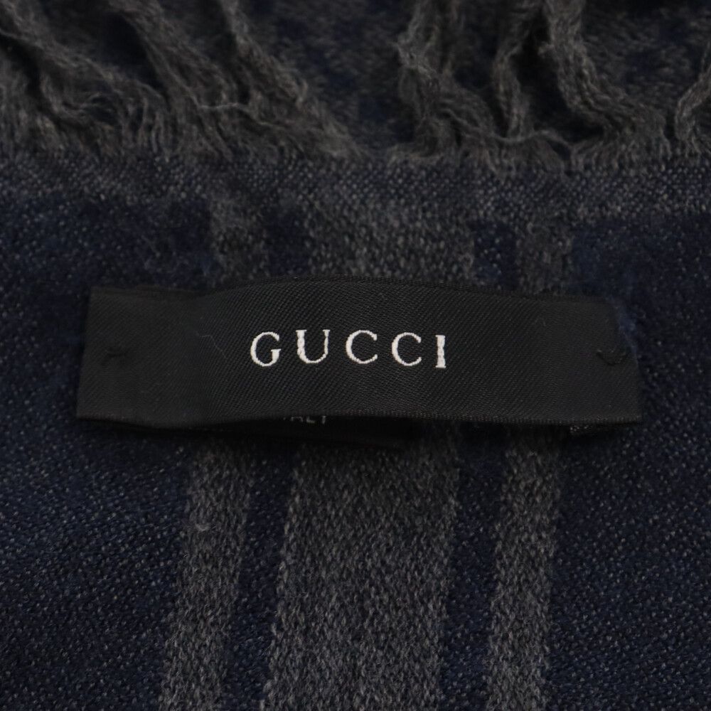 GUCCI (グッチ) GGスプリーム ウール シルク フリンジ付き 大判  