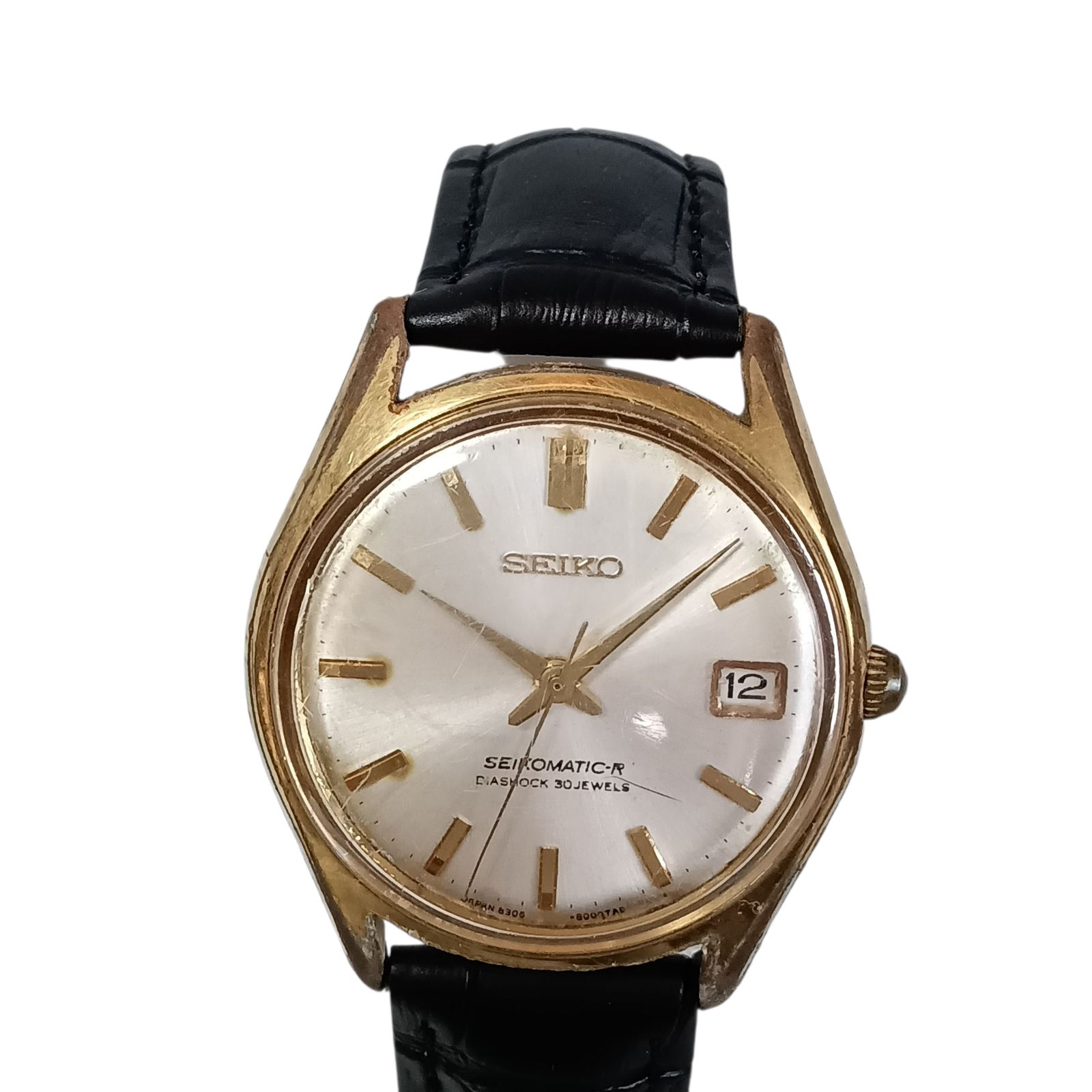 稼働 1024-1 SEIKO MATIC-R セイコー マチックR 8305-8010 メンズ腕時計 自動巻き デイト ゴールド文字盤