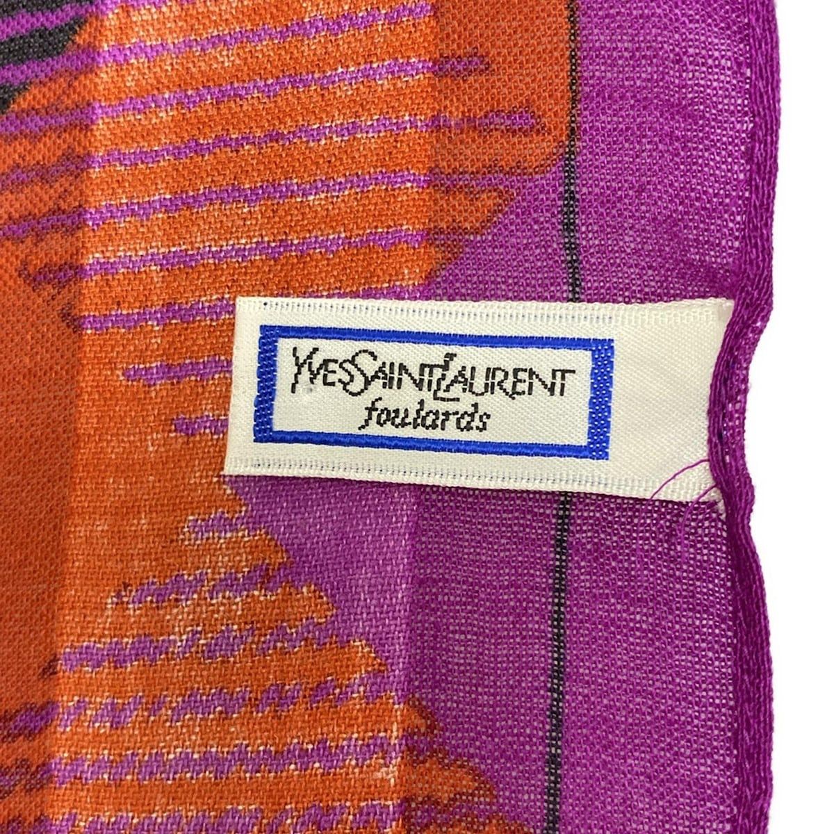 YvesSaintLaurent イヴサンローラン ストール ショール - パープル×オレンジ×マルチ ウール シルク