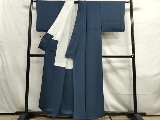 平和屋着物●上質な色無地　流水地紋　鉄藍色　正絹　逸品　CAAX4513ut 平和屋着物○上質な色無地 流水地紋 鉄藍色 正絹 逸品 CAAX4513ut