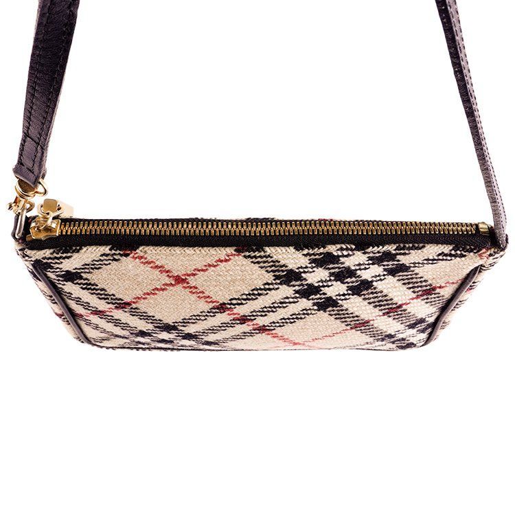 美品】バーバリーBURBERRY ツイードワンハンドルミニバッグ