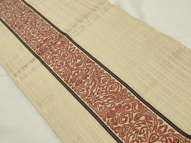 美品　本場筑前博多織　半幅帯　花間道　正絹　逸品 平和屋着物◎本場筑前博多織 半幅帯 花間道 正絹 逸品