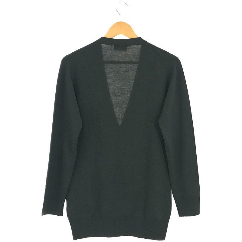 MARGARET HOWELL / マーガレットハウエル | × JOHN SMEDLEY ジョンスメドレー別注 ウール ハイゲージ Vネック ニットカーディガン | 2 | ネイビー | レディース MARGARET HOWELL / マーガレットハウエル | × JOHN SMEDLEY ジョン