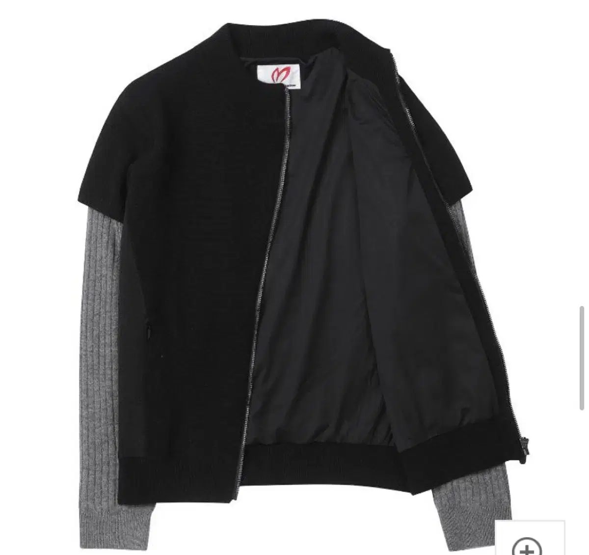 レディースウールカシミアレイヤードスリーブ防風ニットジップアップ 1