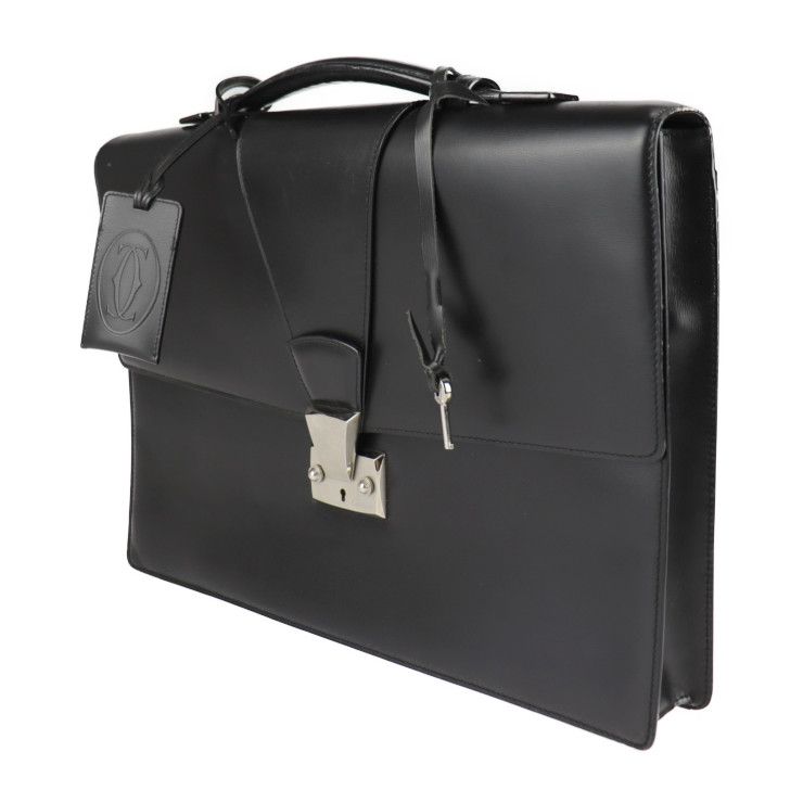 CARTIER カルティエ ビジネスバッグ - カーフレザー ブラック シルバー