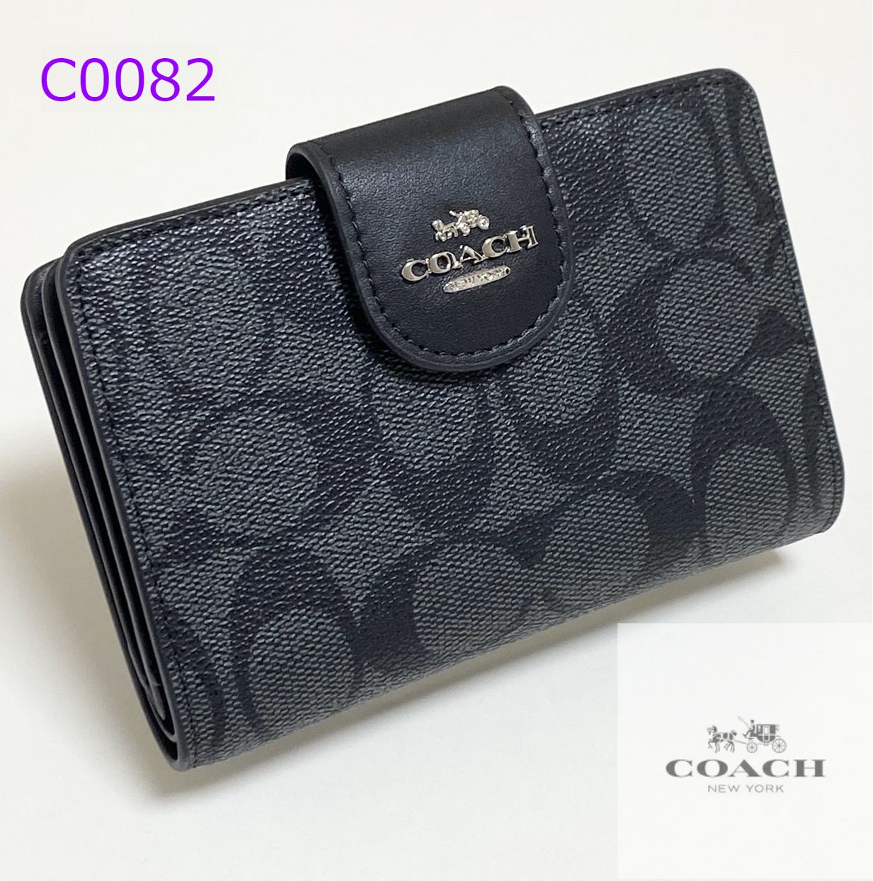 新品 COACH 二つ折り財布 ミディアム コーナー ジップ C0082 ¥ - 折り財布