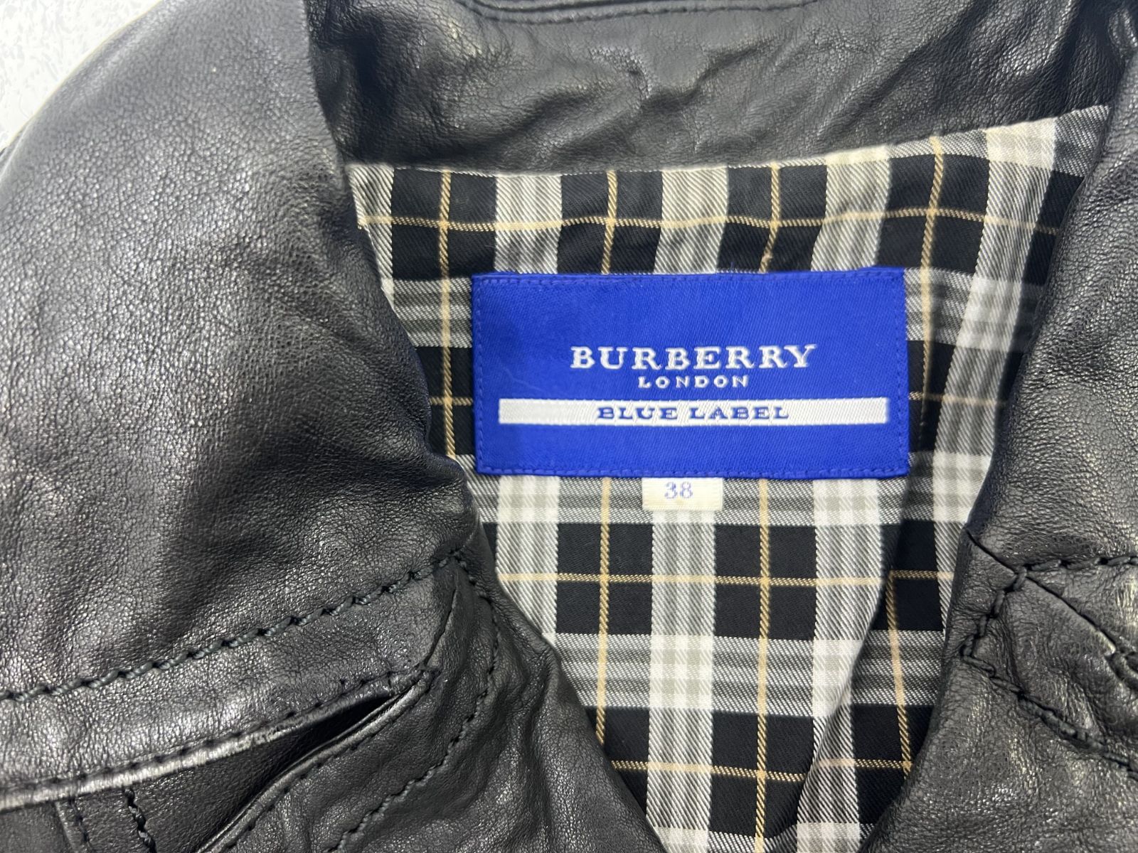 BURBERRY BLUE LABEL 裏地チェック ライダースジャケット 38 BURBERRY BLUE LABEL スウェット ライダースジャケット 38