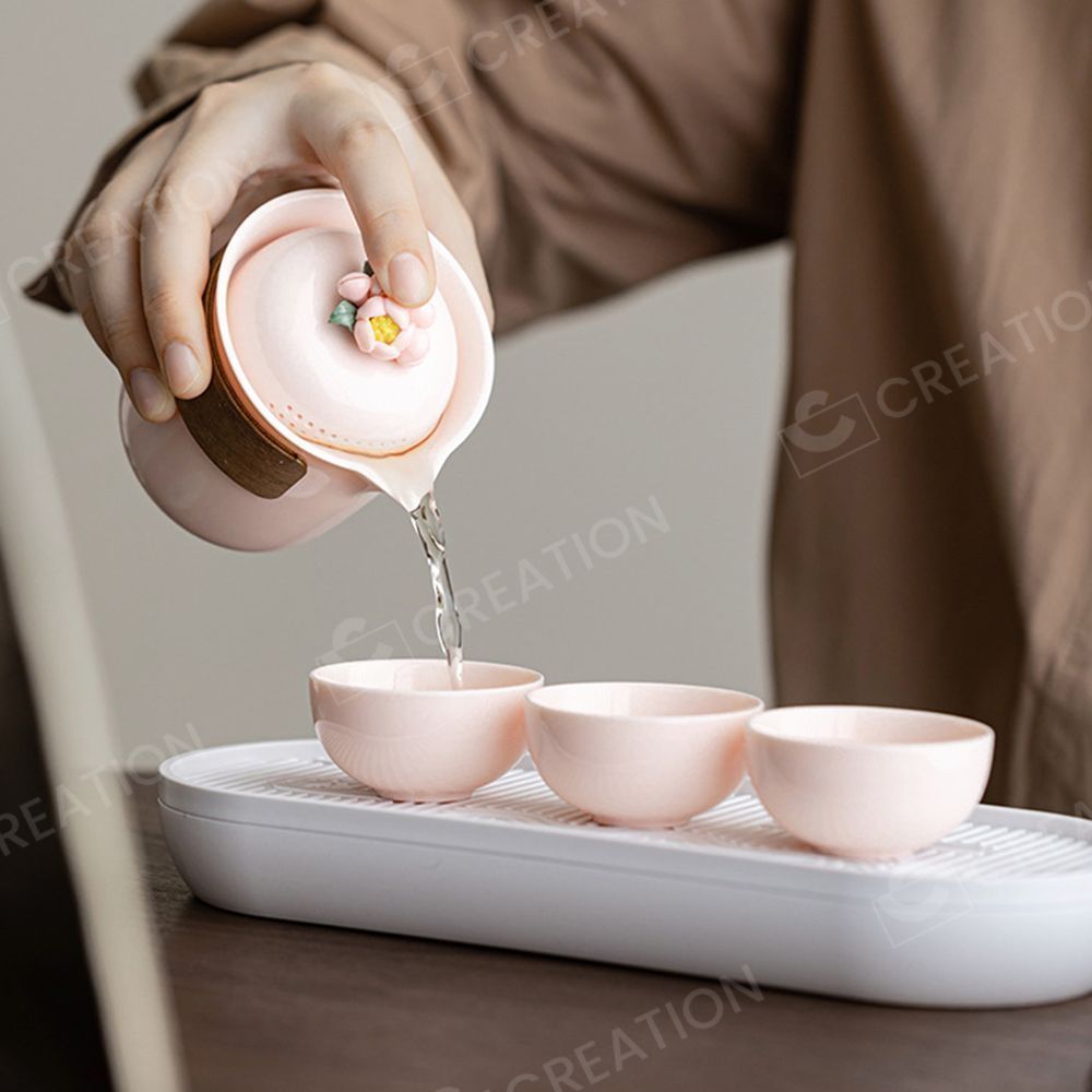 【はこぽす対応商品】 茶器セット おしゃれな立体花 7個セット 急須 湯呑 茶皿 茶缶 工芸品