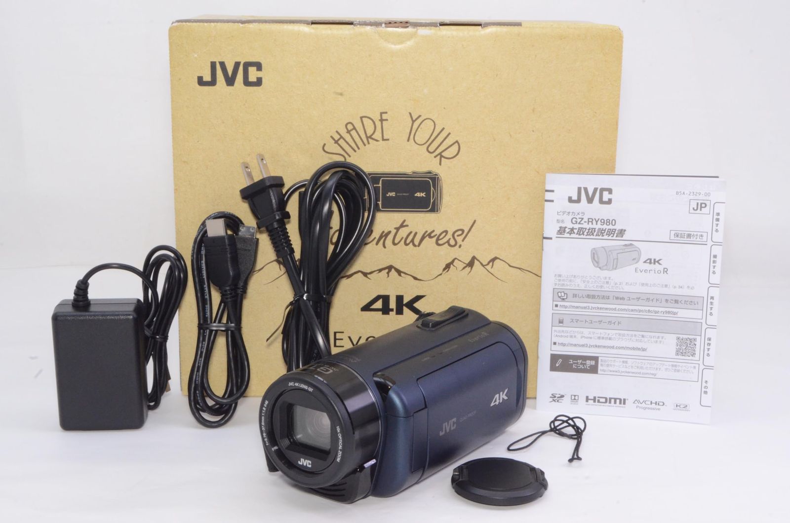 Everio R 恨めしく 4K撮影 防水防塵 JVC GZ-RY980-A ビデオカメラ