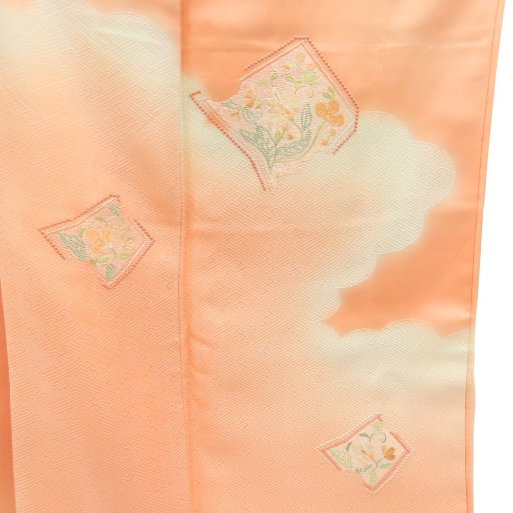 【中古】 訪問着・付下 正絹 コーラルピンク 薄オレンジ ぼかし 和装 呉服 和服 きもの レディース 女性 中古】 訪問着・付下 正絹 コーラルピンク 薄オレンジ ぼかし 和装