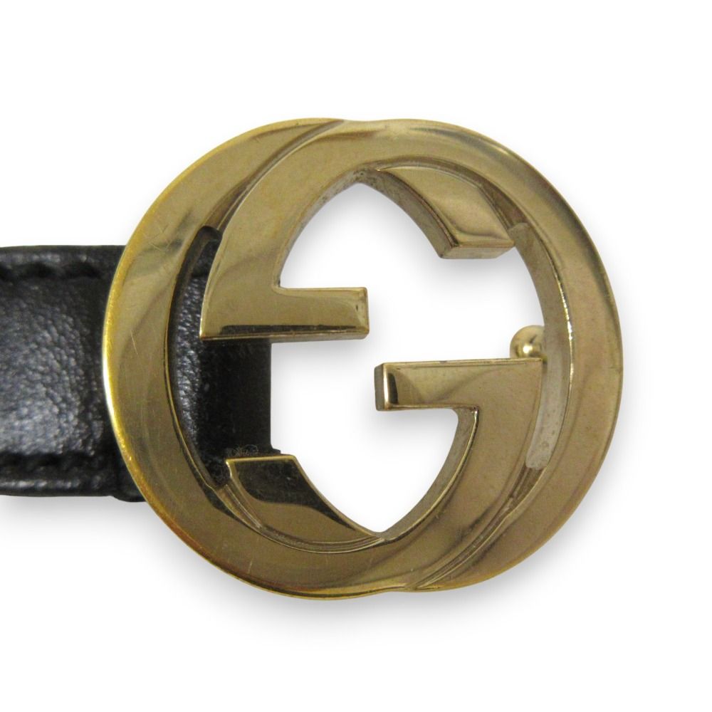 良品 GUCCI グッチ インターロッキングGバックル レザーベルト 159614