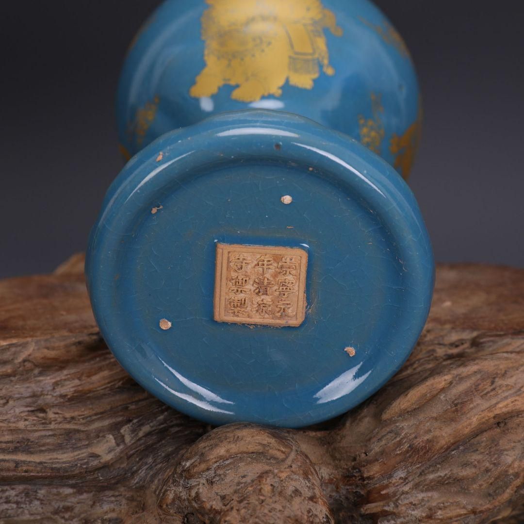 宋代汝窯天青釉蒔絵仏像紋梅瓶  景徳鎮 陶磁器 装飾品 現代工芸品 美術品 置物 宋代汝窯天青釉蒔絵仏像紋梅瓶 景徳鎮 陶磁器 装飾品 現代工芸品