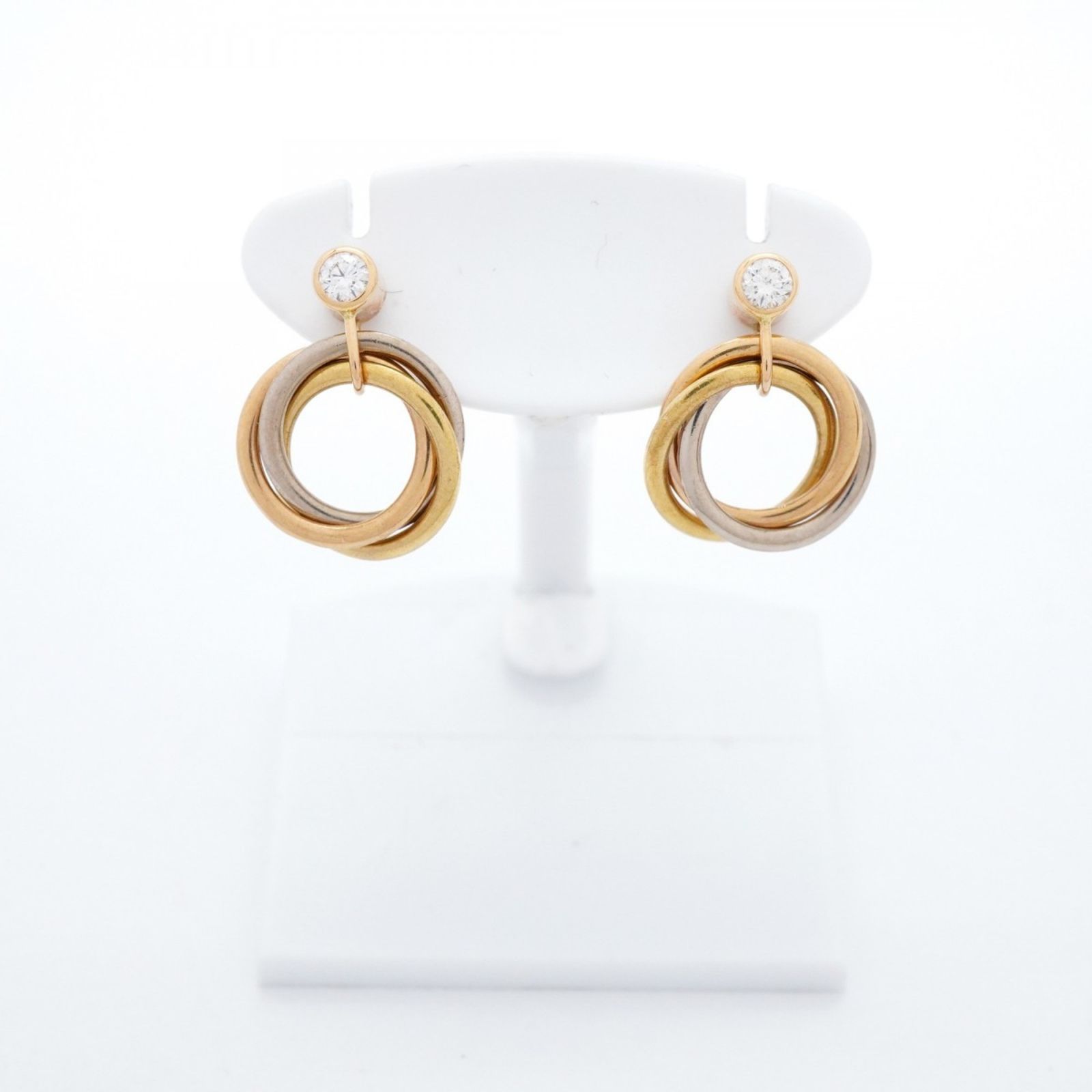カルティエ Cartier カルティエ ピアス トリニティ 1PD 18KYG イエローゴールド 18KWG ホワイトゴールド 18KPG ピンクゴールド ダイヤモンドレディース