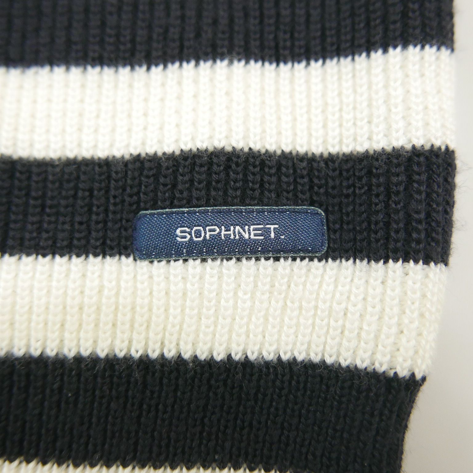 16AW 16FW SOPHNET. ソフネット SOPH ソフ BORDER MOCK NECK KNIT ウール アクリル 長袖 ボーダー  モックネック ニット BLACK/WHITE M