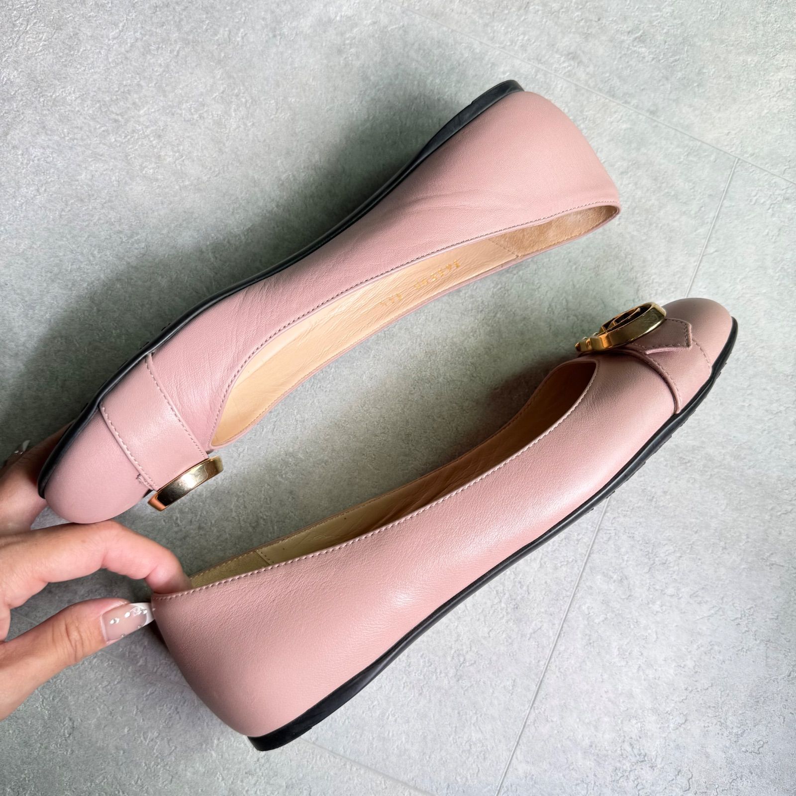 GUCCI G レザー バレエ フラットシューズ GUCCI レザー バレエシューズ ホースビット付き | NET-A-PORTER