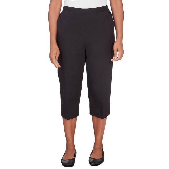 【送料無料】 アルフレッド ダナー レディース カジュアルパンツ ボトムス Women's Alfred Dunner Denim Twill Split Hem Capri Pants Black