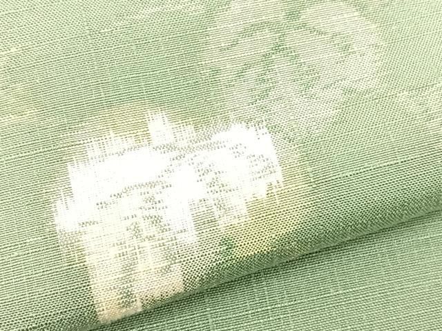 平和屋着物▽上質な紬 単衣 葡萄蔦の葉 正絹 逸品 未