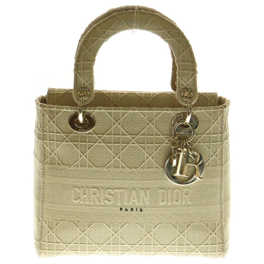Christian Dior クリスチャンディオール LADY D-LITE レディディライト ミディアム カナージュ 2WAY エンブロイダリーチャーム付ショルダーバッグ ハンドバッグ ベージュ レディース M0565OREY