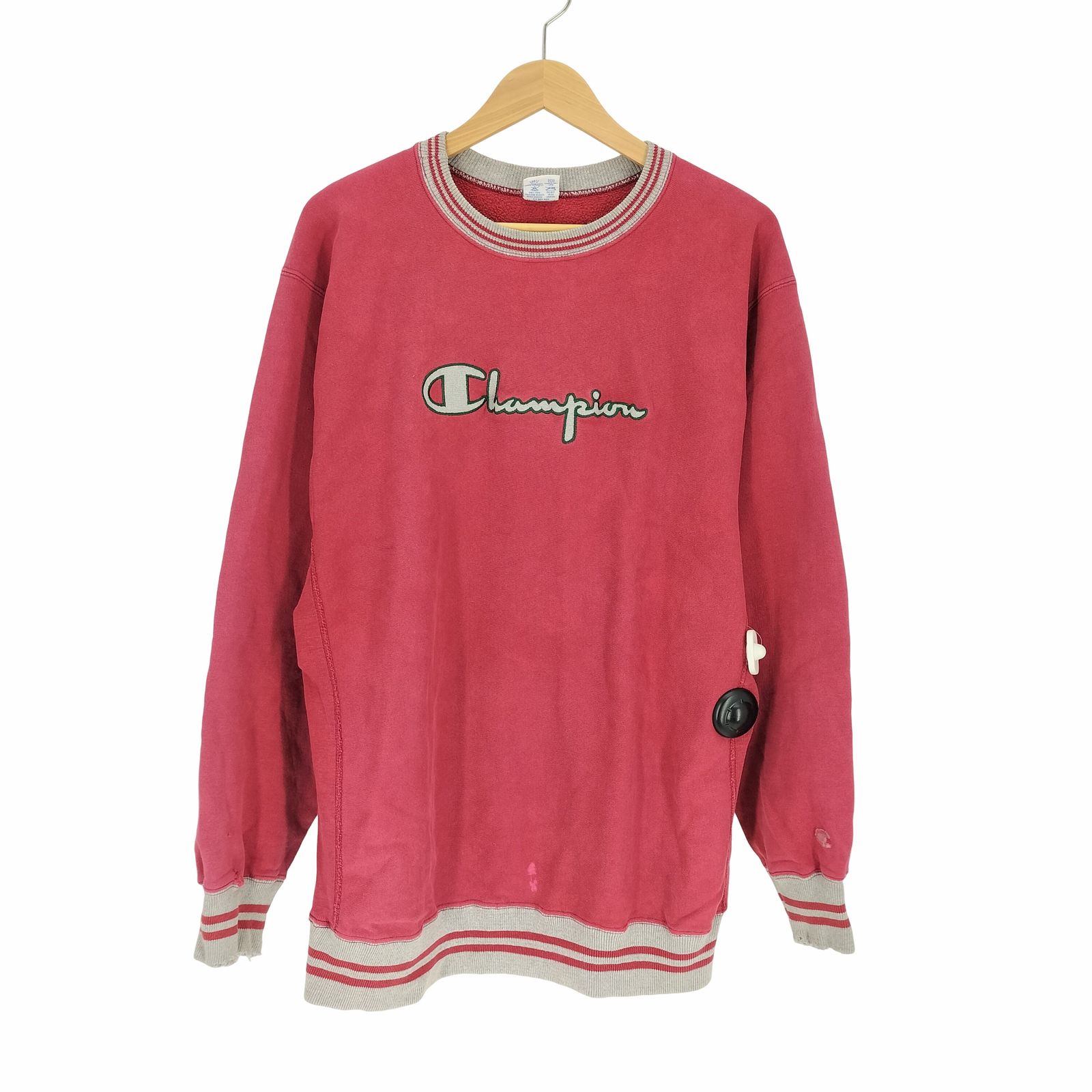 チャンピオン Champion 90S USA製 REVERSE WEAVE 刺繍タグ リブライン スプリクトロゴ 刺繍 クルーネック スウェット メンズ 表記無 