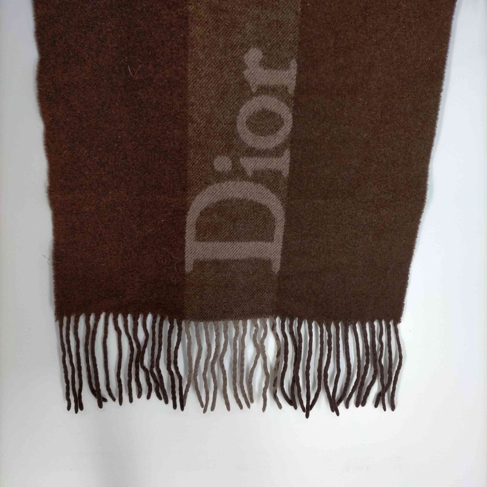 クリスチャンディオール　ウール　フリンジマフラー クリスチャンディオール Christian Dior カシミヤ混 フリンジ