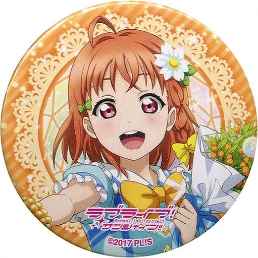 ラブライブフェス 缶バッジ（高海千歌） ラブライブ！サンシャイン!! 異次元フェス ハート形缶バッジ／高