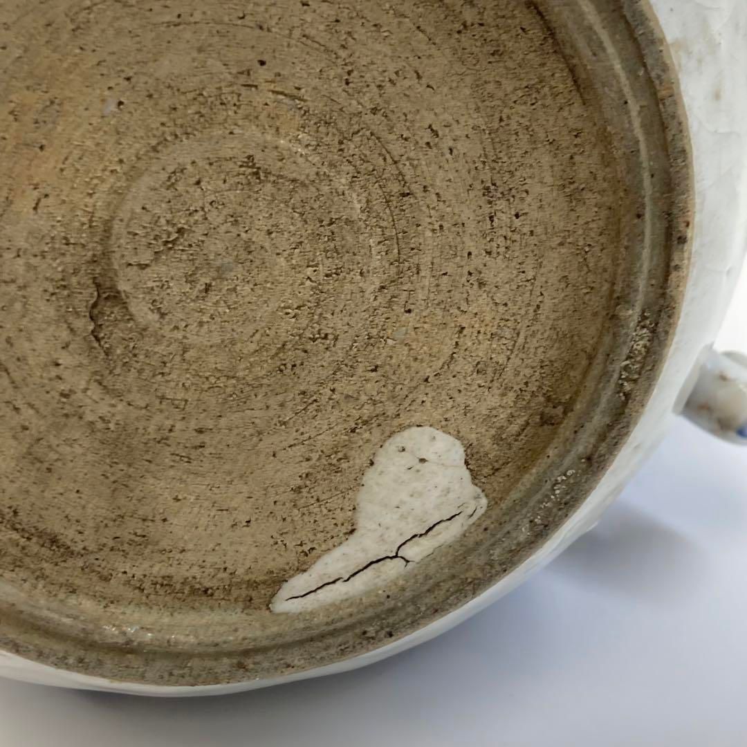 江戸後期 瑞芝焼 染付 水次 タトチ 高さ22㎝(蓋込) 東な6-0624②