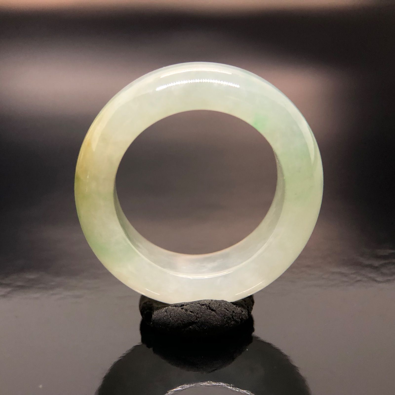 本翡翠 くりぬきリング ホワイトに黄＆緑が溶け込み（3色） #12.5 美