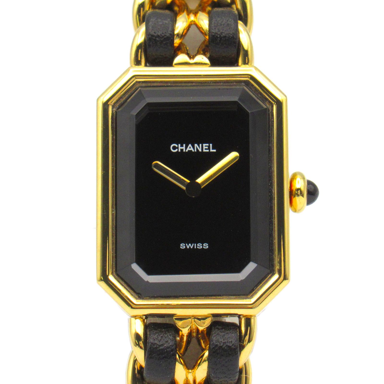 シャネル CHANEL 腕時計 プルミエールS H0001 ブラック GP ゴールドメッキ レザー プルミエールS レディース Used A